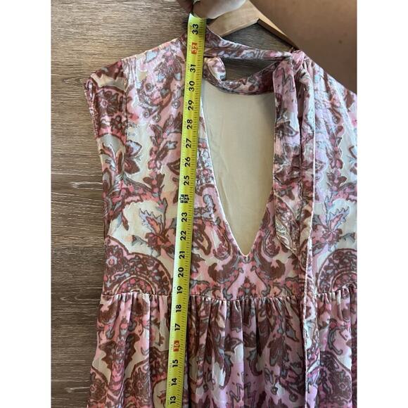 Free People All the Time Velvet Mini Dress Petal Combo XS Rose Country Boho New - Picture 5 of 10